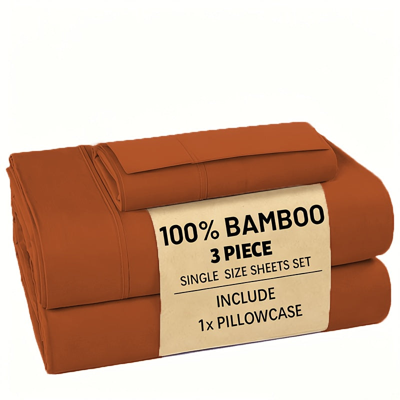 Bamboo Bed Sheet Set 3/4pcs – Soft Breathable Deep Pocket Sheets for Hot Sleepers, Durable Stitching, Twin Full Queen King, 11 Colours Including Assorted
