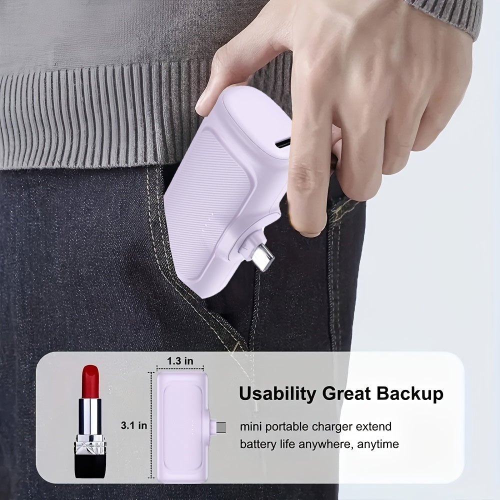 22.5W Quick Charge, 5000Mah Compact Power Bank, USB-C Mobile Energy, Compatible with All Devices, USB Type-C, Dual Charging Mode, Rechargeable Lithium Polymer Battery, Suitable for Iphone 16/15 Series And Android Phones