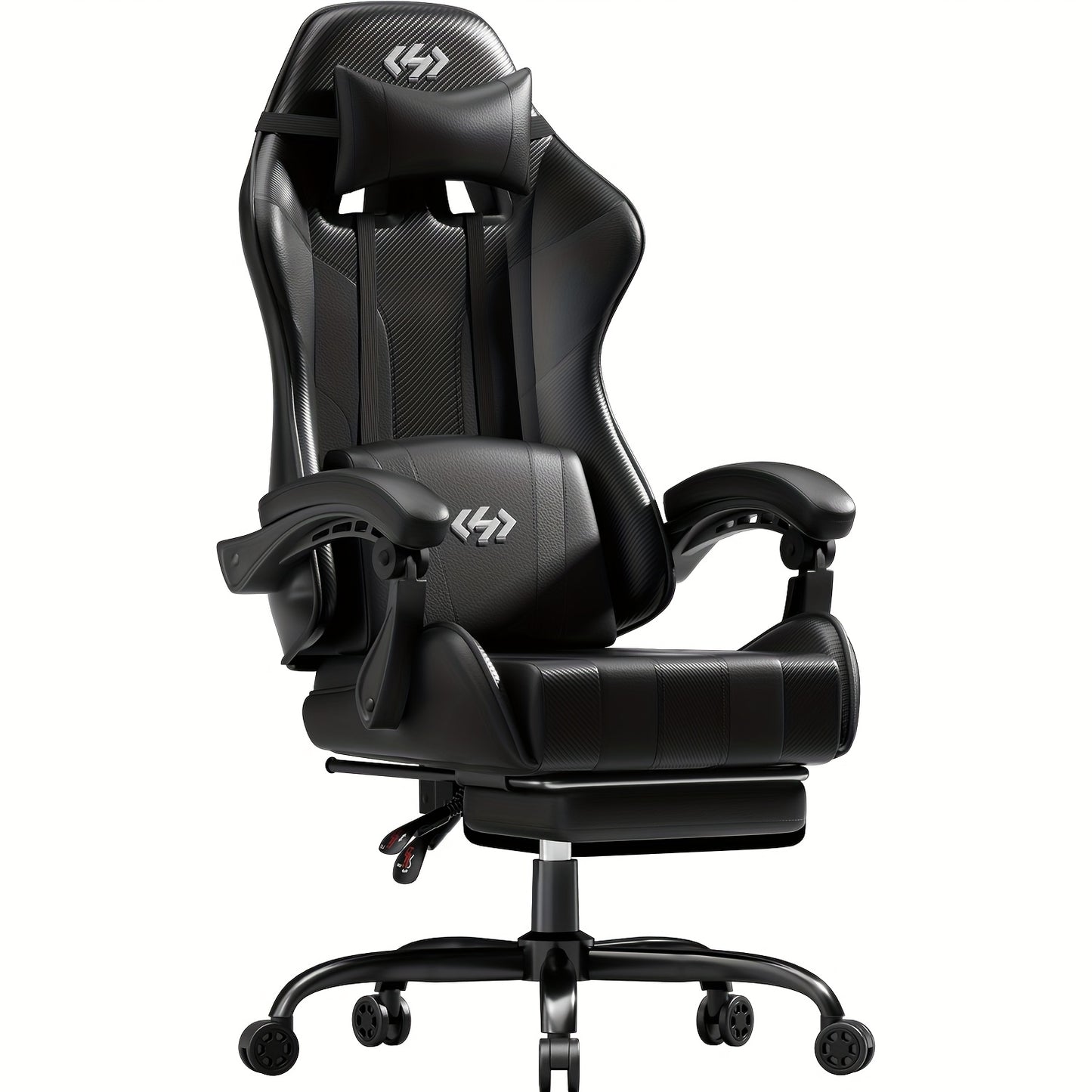 6-Point Support Gaming Chair with Pocket Springs and Adjustable Lumbar Headrest - 135 Degree Recline Faux Leather Office Gaming Seat Footrest Linkage Armrest 300 lb Canada