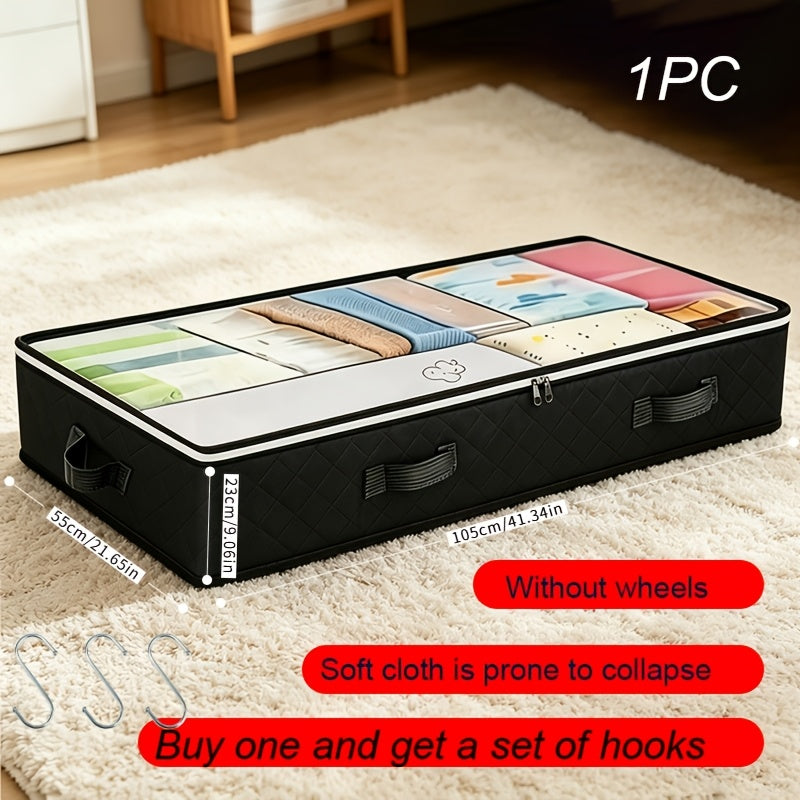 Rolling Under-Bed Storage Cabinet on Wheels with Transparent Window & Label, Metal Under-Bed Drawer Container for Clothes Shoes Organization, 1-Pack 2-Pack Gray Black