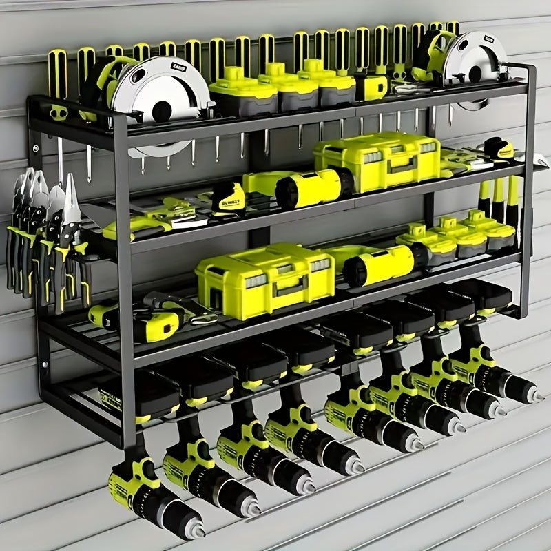 4-Tier Wall-Mounted Drill Storage Rack Heavy-Duty Metal – 8-Slot Cordless Drill & Power Tool Organizer for Garage, Workshop & Warehouse, 32-Inch Utility Shelf | Gift for Men Canada