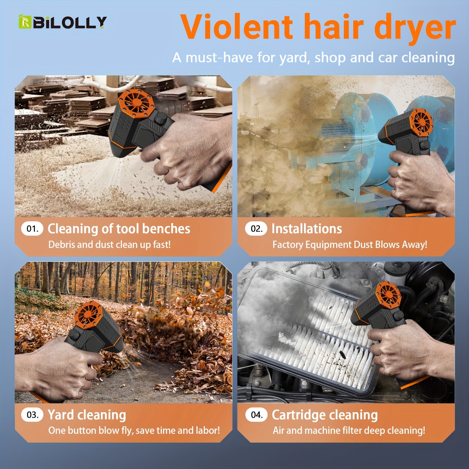 Bilolly Compressed Air Duster - 150000 RPM Mini Turbo Fan, Cordless Electric Air Duster Violent Wind Fan, Handheld Snow Blower for Keyboard Computer Cleaning, Dust Removal, Cars, Inflatable Outdoor Blower, Men's Birthday Gift