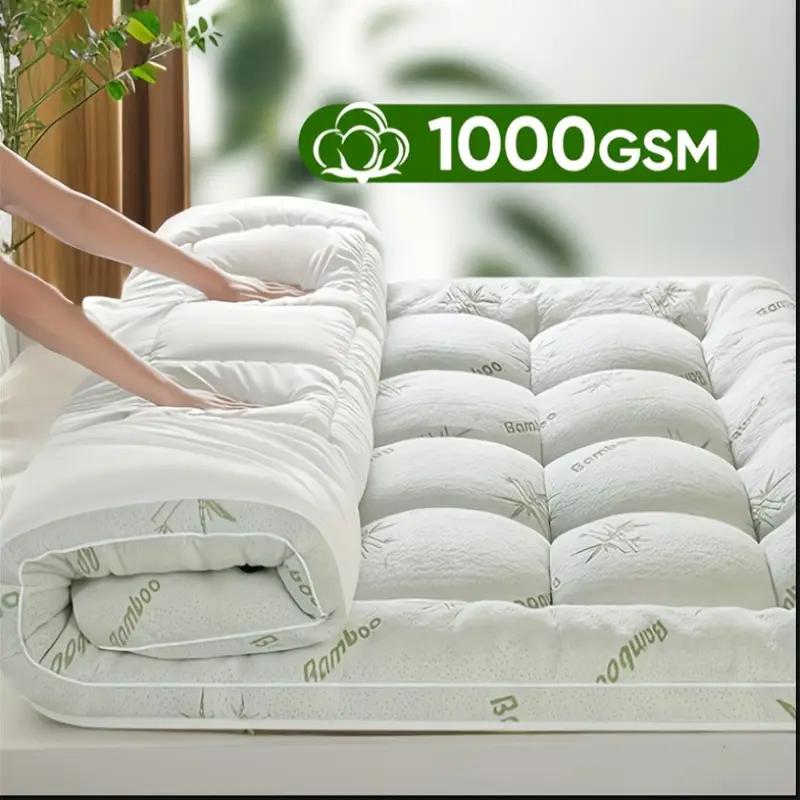 Quilted Bamboo Mattress Topper Extra Support 1000GSM 1500GSM Pillow Top Mattress Pad Cover Deep Pocket 21 Inches Fitted Breathable Cooling Bed Topper for Full Queen King Size Canada