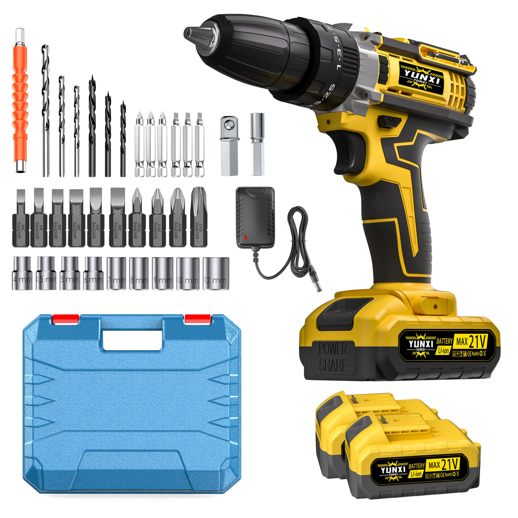 Additions Sold Separately Wireless Portable Drill, Optional Multifunctional Rechargeable Drill Set, Optional with Work Light, Battery And Quick Charger, Suitable for Wood, Metal, Project Drill Set