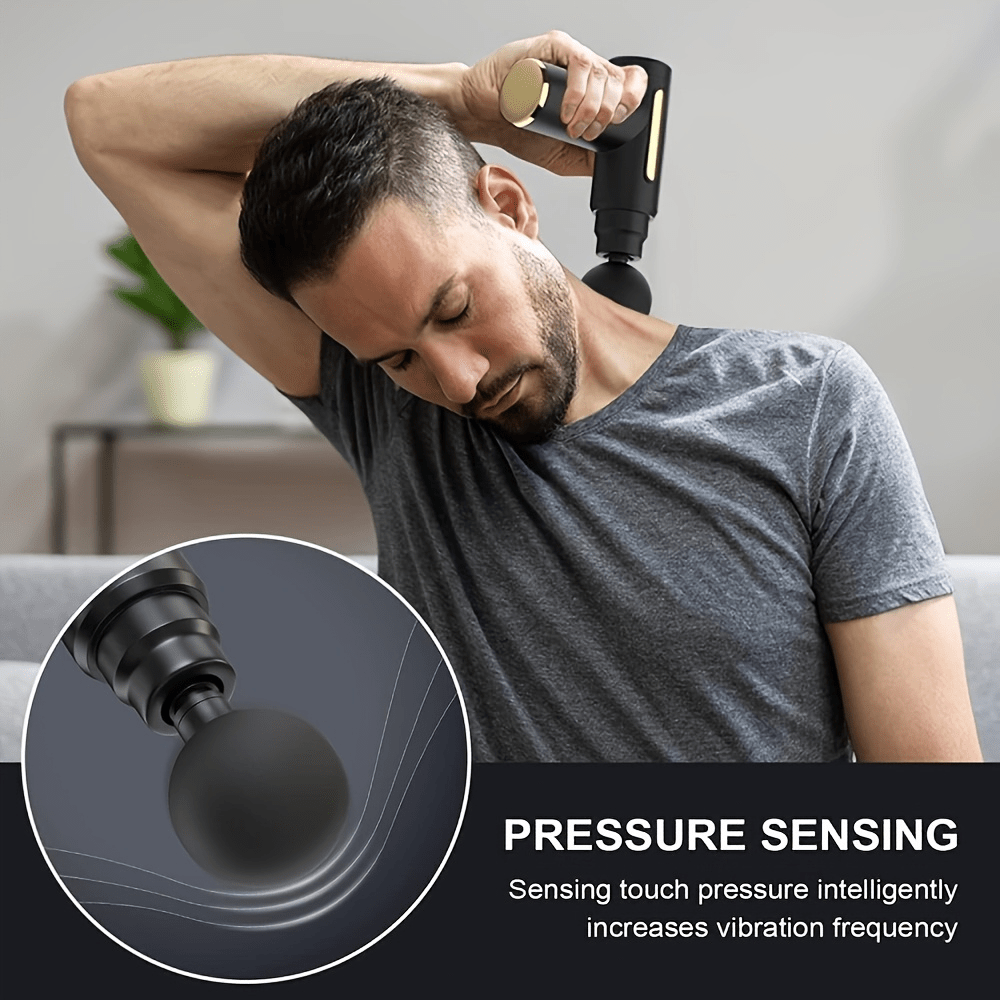 1pc Powerful Cordless Massage Gun with LED Display - Deep Tissue Muscle Relaxer, 4 Interchangeable Heads, 1200mAh Lithium Battery, Speed/Mode Settings, -C Fast, Durable & Portable for Home, Gym, Travel - Ideal for Back, Neck, Leg, Arm - Ideal Gift