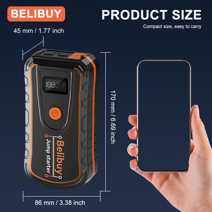 High-Power Portable Car Starter with 6000mAh Rechargeable Battery & USB Charging – Upgraded Emergency Booster for Vehicles Under 36V