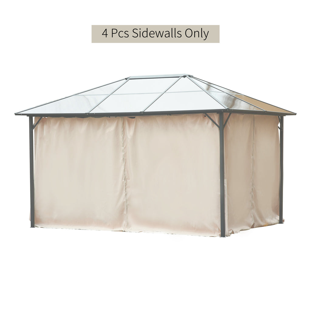 Replacement Gazebo Curtains with Zipper, 4-Panel Gazebo Privacy Side Panels Only, for 10' x 12' (3 x 3.6 M) Gazebos or Pergolas, Hooks/C-Rings Included, Brown, Outdoor Events Protection, Durable Polyester Fabric, Easy Installation
