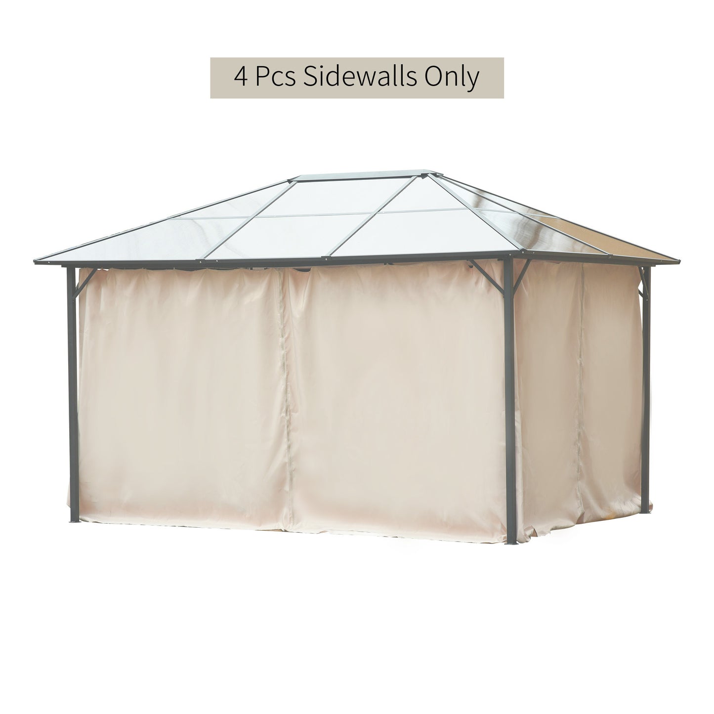 Gazebo Privacy Curtains 4-Panel with Zipper – Replacement Side Panels for 10’x12’ Gazebo or Pergola, Durable Polyester Fabric, Hooks & C-Rings Included, Wind & Sun Protection – Brown