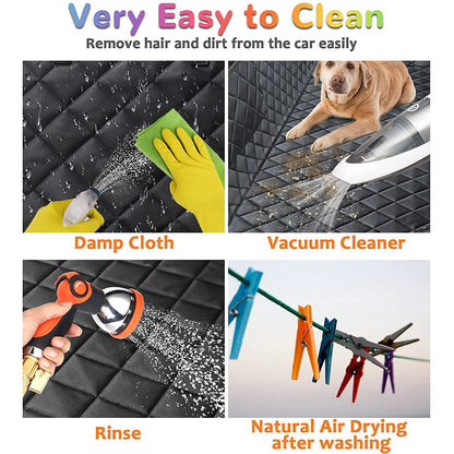 Dog Car Seat Cover for Back Seat – 4-Layer Waterproof Scratchproof Pet Seat Protector, Hammock or Flat Mode, Non-Slip, Fits All Cars Trucks & SUVs