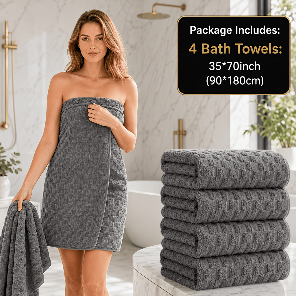 Microfiber Bath Towels Set 4-Pack Extra Large 27x55 & 35x70 in – Super Soft Quick-Dry Luxury Spa Hotel Quality Towels, Multi-Color Options