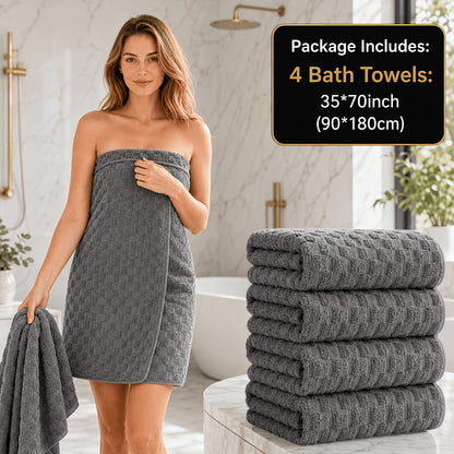 Microfiber Bath Towels Set 4-Pack Extra Large 27x55 & 35x70 in – Super Soft Quick-Dry Luxury Spa Hotel Quality Towels, Multi-Color Options