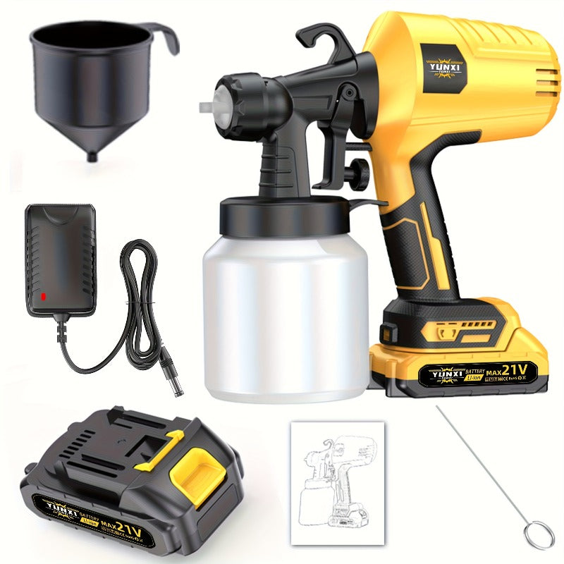 Lithium Ion Spray Paint Gun Combination, Equipped with Multiple Components for Easy Cleaning, Suitable for DIY Home, Furniture, Cabinets, Fences, Walls, Doors, and Car Repairs. It Is the Perfect Gift for Fathers or Husbands, Without Charger, Optional