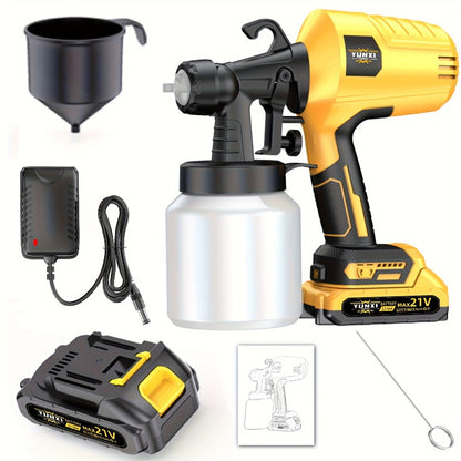 Cordless Lithium Ion Spray Paint Gun Kit – Electric Paint Sprayer for DIY Home, Furniture, Cabinets, Fences, Walls, Doors & Car Repairs | Father's Day Gift