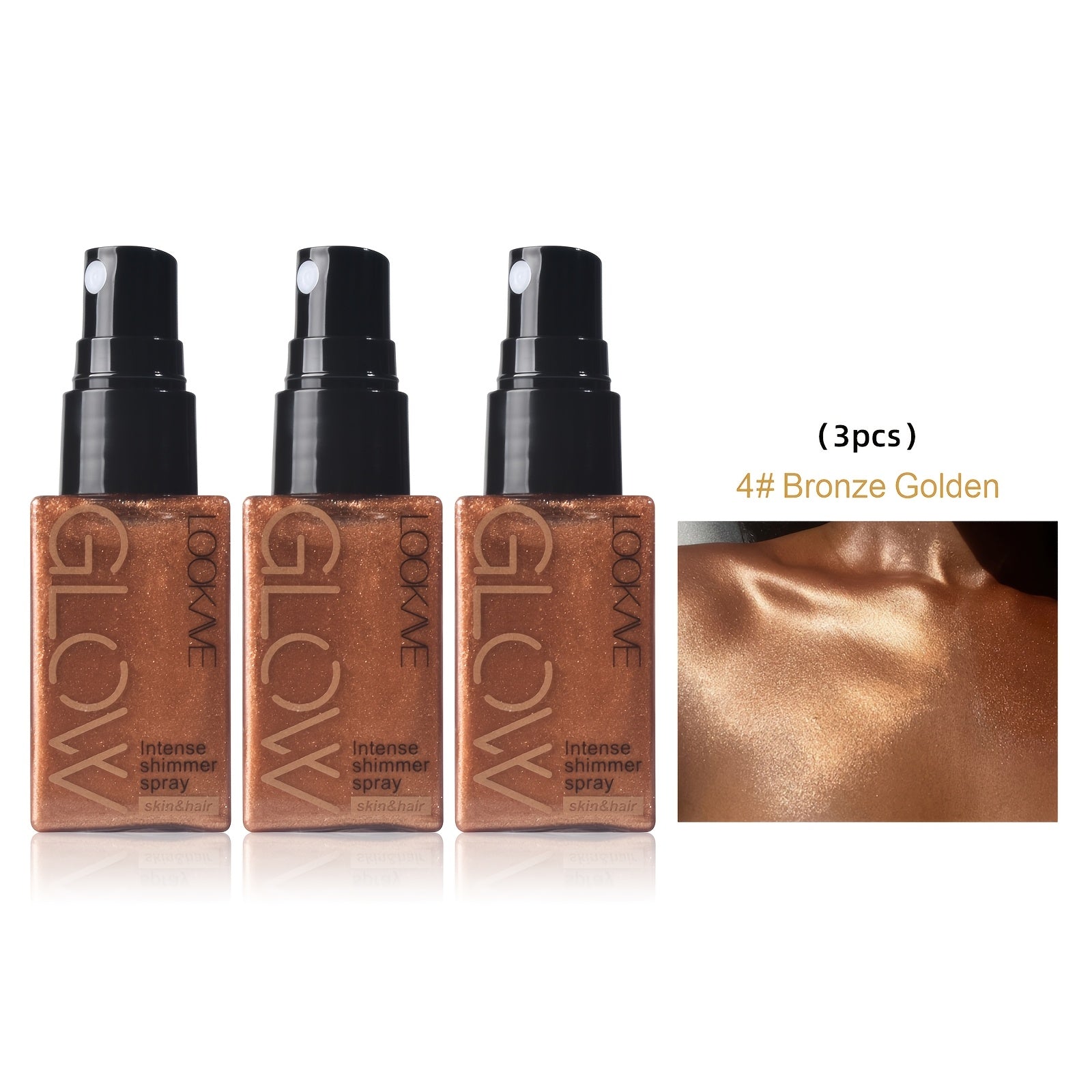 Glowing Highlighter Face & Body Powder - Luminous Shimmer Spray, Liquid Formula with Medium Coverage Glow - No Mixing Required, Instant Radiance for Eyes, Neck, Lips - Long-Lasting Body Glow Powder (1.01oz)