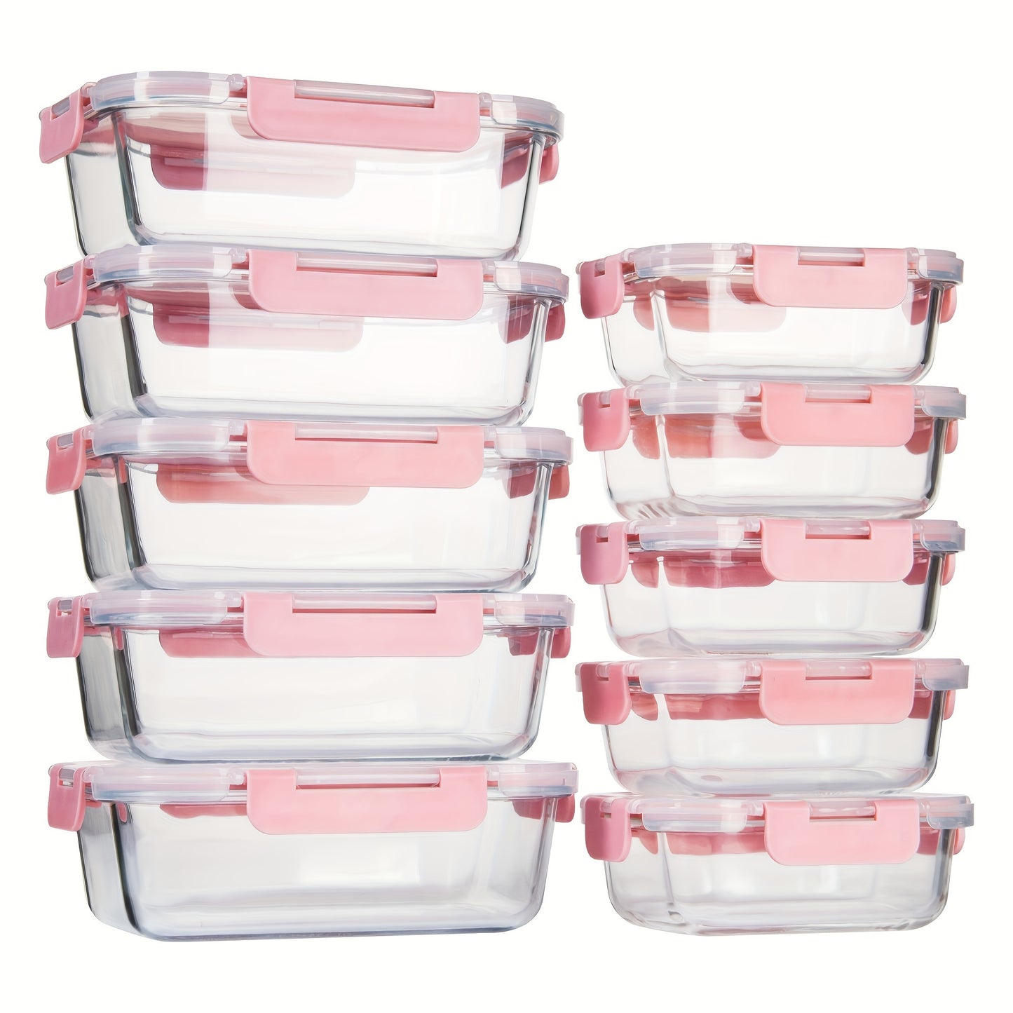 Borosilicate Glass Food Storage Containers Set 10/12 Pack with Leakproof Airtight Lids – Meal Prep, Lunch, Leftovers, Kitchen Pantry Organizer
