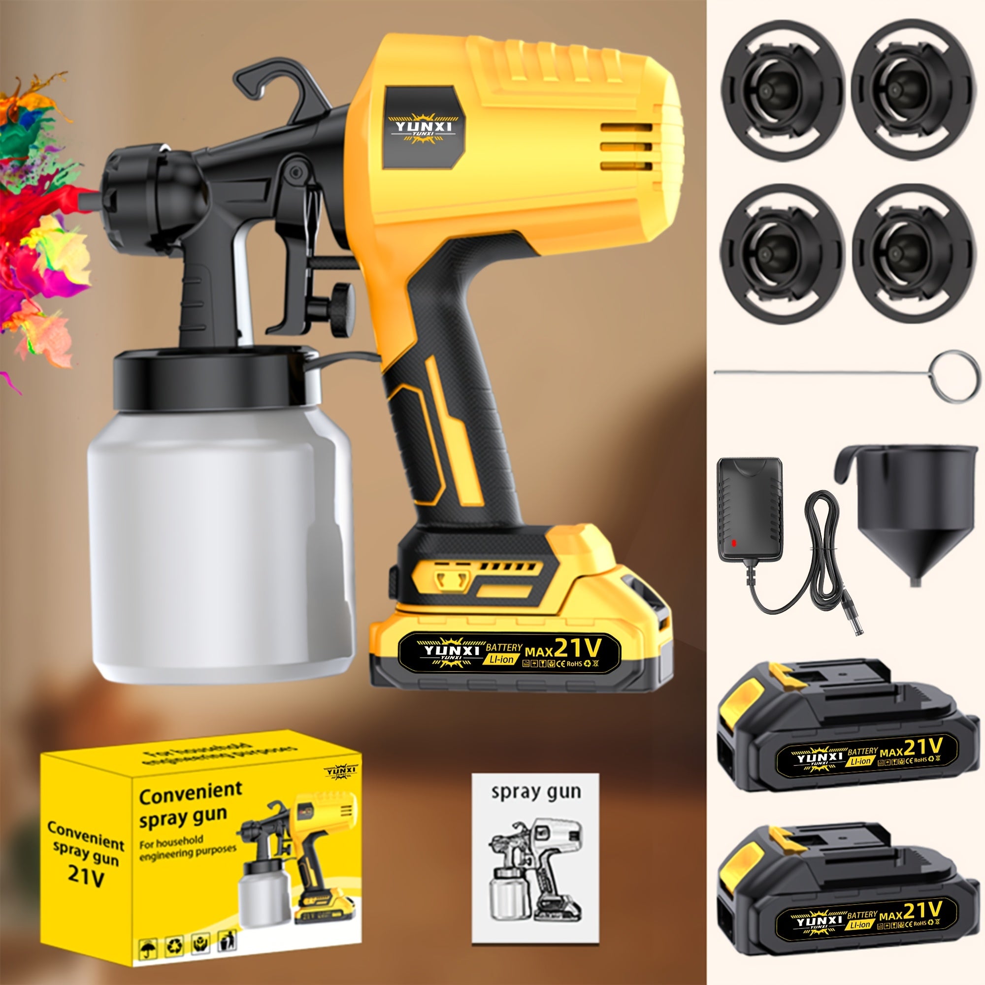 Paint Sprayer Cordless Airless – Rechargeable Lithium Battery Electric Spray Gun with Multiple Modes, Easy Clean, for House Walls, Wood Furniture & Fences | Indoor & Outdoor Painting Tool, Gift for Men