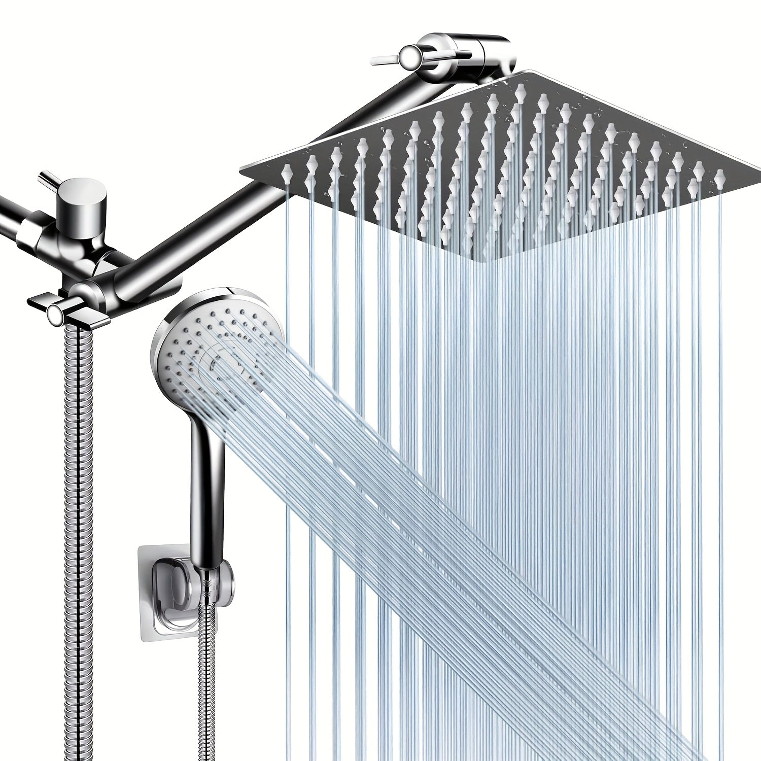 Modern Luxury Shower Head, 8/10/12 Inch Shower Head with Handheld Spray Combo And Adjustable Arm, High Pressure Rain Shower Head, Electroplated/Black Shower Showerhead, Handheld Showerhead, Contemporary Design