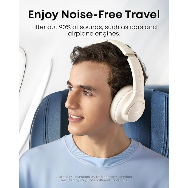 soundcore by Anker Q20i Hybrid Active Noise Cancelling Headphones, Wireless Over-Ear Bluetooth, 40H Long ANC Playtime, Hi-Res Audio, Big Bass, Customize via an App, Transparency Mode, Ideal for Travel (Renewed)
