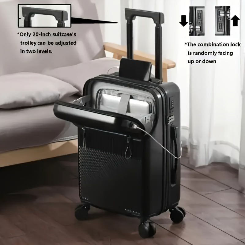 20" Multifunctional Carry-On Suitcase with USB Port & Cup Holder – ABS Spinner Wheels, TSA Lock, Wet/Dry Separation, Tablet Hook | Large Capacity Business Travel Luggage | 5 Colours | ShopVora CA