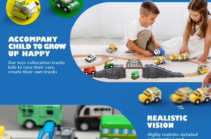 Pull Back City Cars & Trucks Toy Set 18 Pieces – Friction Powered Vehicles for Toddlers, Party Favour & Goodie Bag Stuffers, Birthday Gift for Boys & Girls