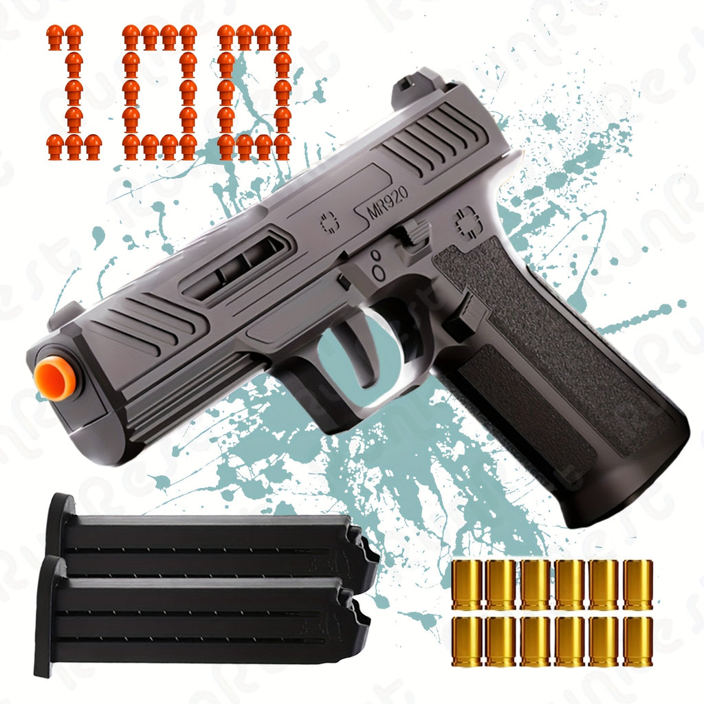 100 Soft Bullet Foam Blasters with 12 Casings & 2 Clips - /Outdoor Toy Guns Suitable for &, Games, Foam Shooting for Practice (Bullets Included)