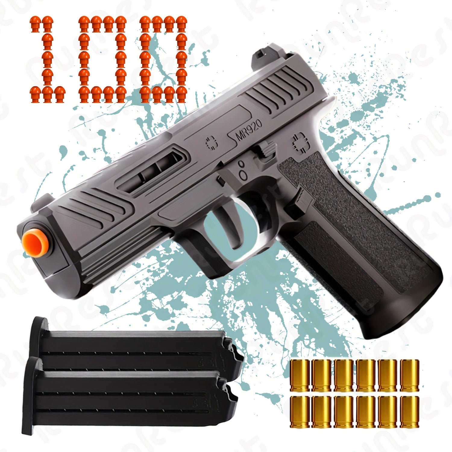 100 Soft Bullet Foam Blasters with 12 Casings & 2 Clips - /Outdoor Toy Guns Suitable for &, Games, Foam Shooting for Practice (Bullets Included)