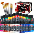 Acrylic Paint Set 24 Colors 2oz/60ml with 12 Brushes – Professional Craft Paint Kit for Adults, Rock, Glass, Wood & Canvas Painting – Art Supplies for Beginners & Artists