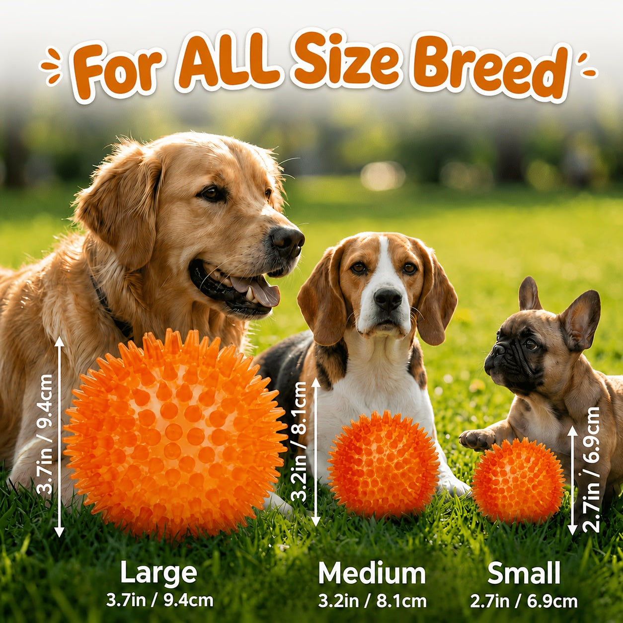 Squeaky Dog Toy Balls (4/6 Pack) Puppy Chew Toys for Teething, BPA Free Non-Toxic, Spikey Dog Balls for Medium, Large & Small Dogs, Durable Toys for Aggressive Chewers