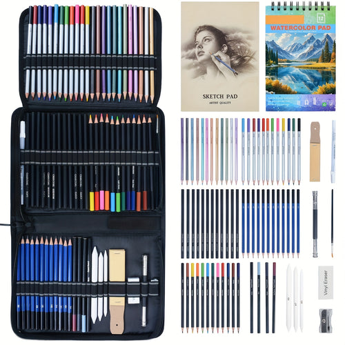 75pcs Art Supplies Set for Beginners – Graphite, Charcoal, Watercolor & Metallic Pencils, Sketchbook, Drawing Pad & Portable Case – Christmas Birthday Gift for Artists – ShopVora CA
