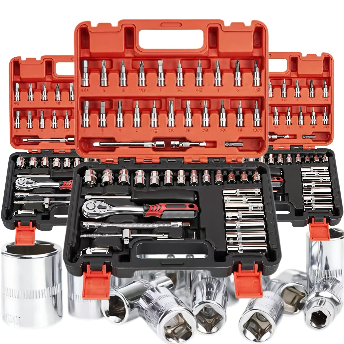 215-Piece Car Repair Tool Set – Ratchet Wrench, SAE & Metric Socket Set, Screwdriver Bits, Extension Rod & Slide Rod | Complete Mechanical Tool Kit for Vehicle & Industrial Equipment Maintenance | ShopVora CA