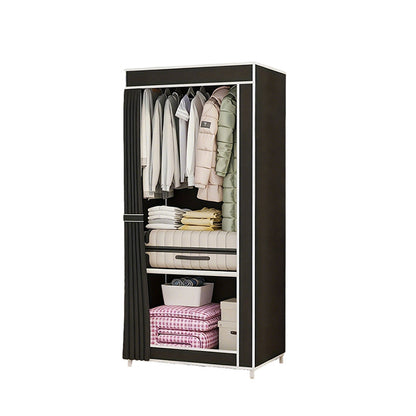 Freestanding Fabric Wardrobe Closet 170x128cm – Non-Woven Portable Clothes Organizer with 6 Shelves, 2 Hanging Sections & 4 Side Pockets, Dustproof Bedroom & Living Room Storage