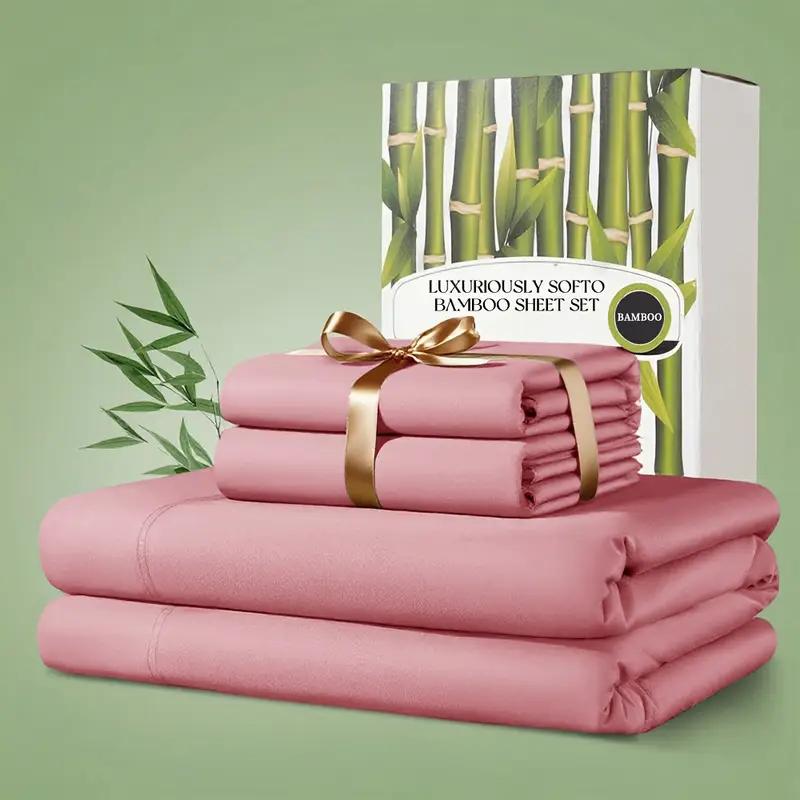 2200TC Ultra Cooling Bamboo Bed Sheets 4pcs – Silky Soft Breathable Deep Pocket 16", Hotel-Quality Bedding Set for Hot Sleepers, King Queen Twin Full Size