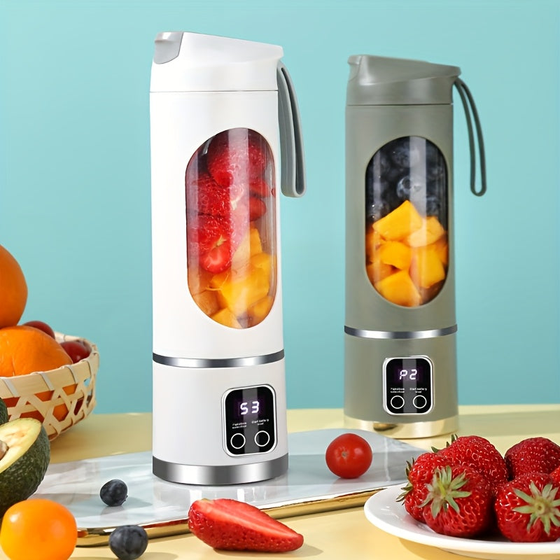 Portable USB Rechargeable Blender with LED Display - 15.22Oz, Ideal for Smoothies And Fresh Juice, Compact Design for On-The-Go Nutrition