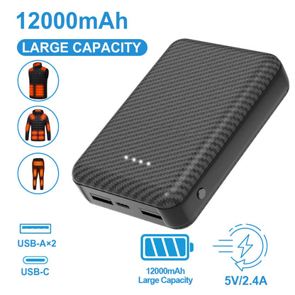 GAROERFAR 12000mAh Outdoor Camping Power Bank 5V/2.4A - Lightweight Emergency Battery Pack for Camping Lights, Bicycle Lights, Air-Conditioned Suit, Phones & Headphones, Summer Outdoor Essential