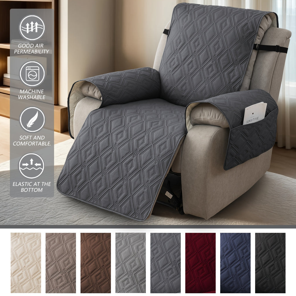 [Fully Recliner Chair Cover] Non-Slip Washable Recliner Chair Cover | Single Piece, Winter Insulation, Furniture Protector for Pets, Pocket