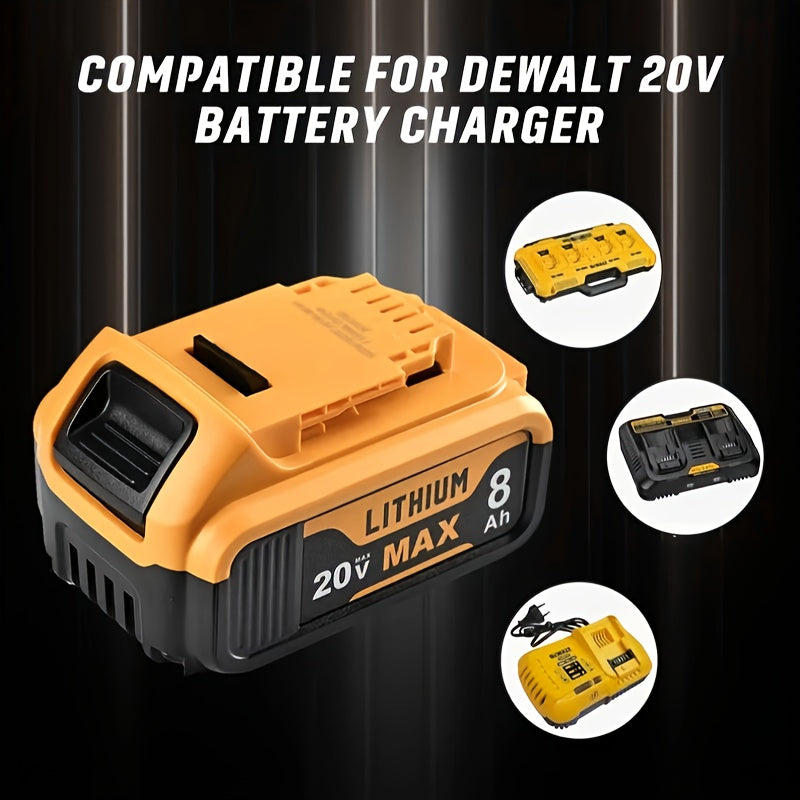 8.0Ah High-Capacity 20V Lithium-Ion Replacement Compatible for Dewalt Cordless Tools - Compatible with DCB200, DCB205, DCB206, DCD/DCF/DCG/DCS Drills, Saws, Grinders - -Lasting Power ( -ion)