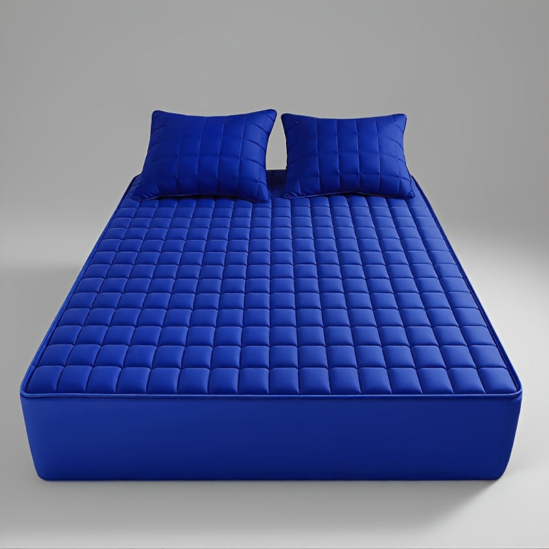 Cooling Mattress Protector Deep Pocket 9-15" Quilted Bed Cover All Season Breathable Fitted Sheet Style Black Grey Blue Light Blue Twin Full Queen King