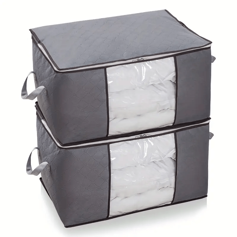 Large Storage Bags for Bedding Blankets & Pillows 2/4/6pcs with Zipper Lid – Extra Large Polypropylene Clothes Organizer Bags with Reinforced Handles, No Vacuum Needed | Grey | ShopVora CA