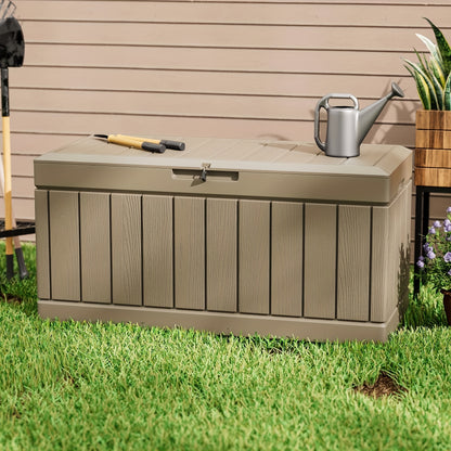 82 Gallon Deck Box Lockable Waterproof Resin – Outdoor Storage Bench for Patio, Garden, Pool & Backyard, UV Resistant, Doubles as Seating, 4 Colours, Easy Assembly Canada