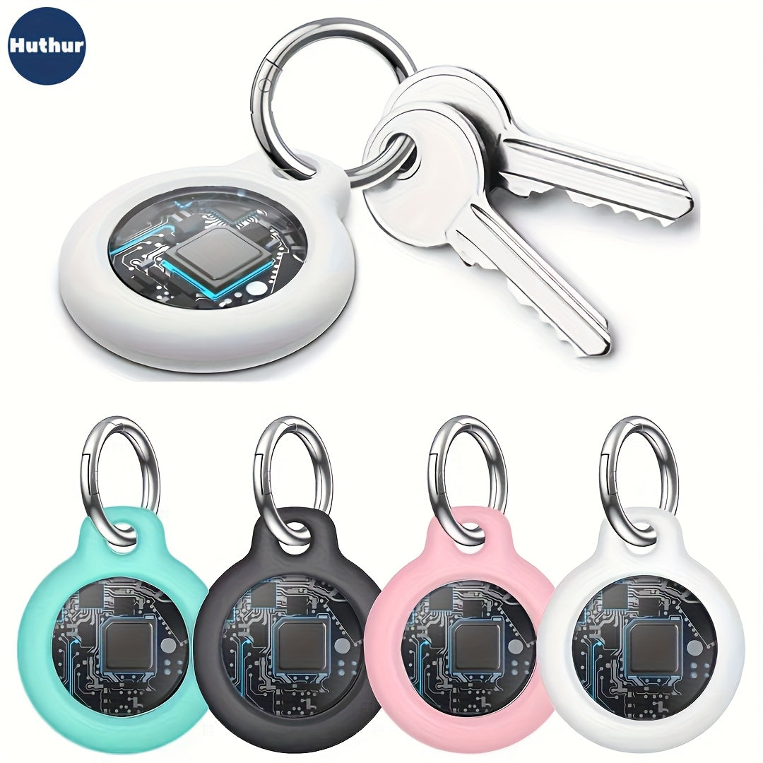 AirTag Holder with Keyring & Silicone Case – 1/2/3/4/6 Pack Item Finder Tracker, Works with Apple Find My, 1-Year Battery, Anti-Loss for Keys Luggage Wallet – White, Black, Pink & Green