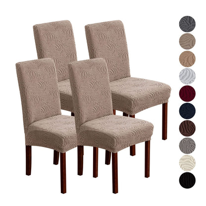 Waterproof Dining Chair Covers 4 or 6 Pack Stretch Jacquard Slipcovers - Removable Washable Chair Protector for Dining Room, Kitchen, Hotel & Restaurant