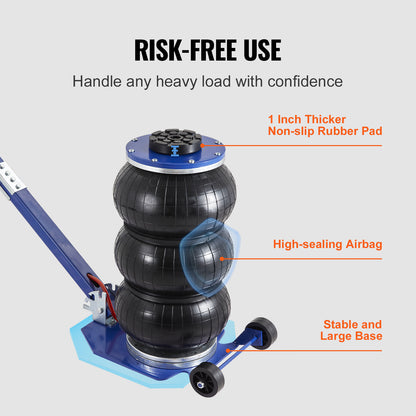 3 Ton Pneumatic Air Jack 6600 lbs Triple Bag Airbag Jack, 5.5"-17.7" Lift Range, 3-5 Second Fast Lift, Six Steel Pipes, Adjustable Handle – VEVOR Car & Garage Jack