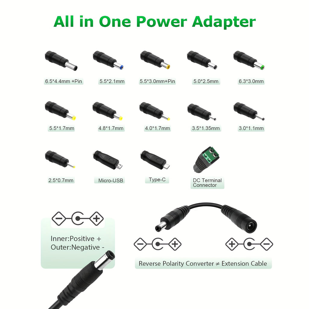 Adjustable DC Power Supply Adapter 72W 3-24V with LCD Display – AC 100-240V to DC Knob-Adjustable Power Adapter, 14 Connector Tips, Polarity Converter, for LED Strips, Routers, Smart Devices Canada
