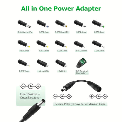 Adjustable DC Power Supply Adapter 72W 3-24V with LCD Display – AC 100-240V to DC Knob-Adjustable Power Adapter, 14 Connector Tips, Polarity Converter, for LED Strips, Routers, Smart Devices Canada