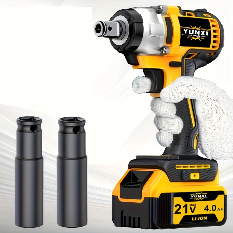 Cordless Impact Wrench Set, 21V Electric Impact Wrench, Lithium Battery Wrench, Battery-Powered Brushless Impact Wrench with Quick Charger, Suitable for Car Tires And Household Use