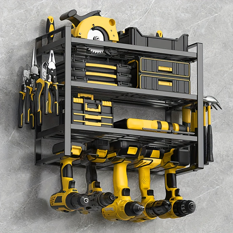 4-Tier Wall-Mounted Drill Storage Rack Heavy-Duty Metal – 8-Slot Cordless Drill & Power Tool Organizer for Garage, Workshop & Warehouse, 32-Inch Utility Shelf | Gift for Men Canada