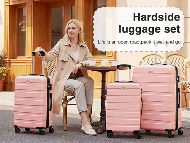 Luggage Sets 3pcs Hardside Suitcase (20"/24"/28"), PC+ABS Hard Shell with TSA Lock, 4 Spinner Wheels, Comfort Grip Handle, Lightweight Travel Luggage for Women Men, Carry On & Checked Set