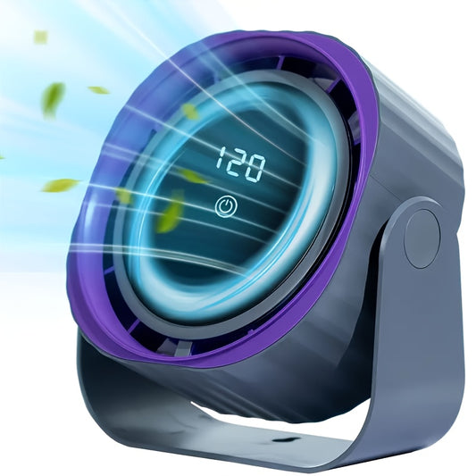 A Quiet Wall-Mounted Desktop Fan Featuring a Digital Display, Five Wind Speed Settings, Capable of Being Hung, Powered by a 5400Mah Battery, This Portable USB Fan Is Ideal for Use in The Office, Bedroom, Bedside, During Travel, Or Camping