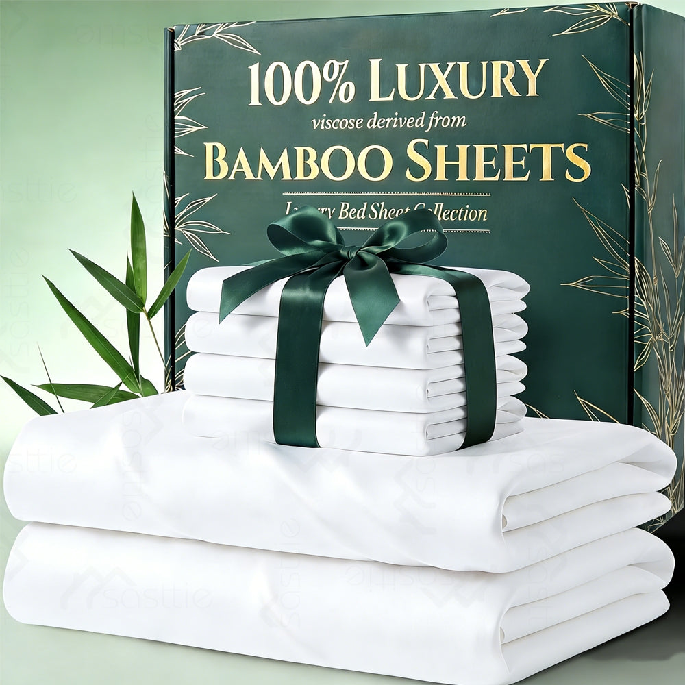 2200TC Luxury 100% Viscose from Bamboo Sheets Set - 4/6pcs Bed Sheet Set Ultra Soft Bamboo Sheet - Super Cooling & Breathable - Perfect for Hot Sleepers Hotel-Quality Bedding Sheets Set Bamboo Sheets Sets King Size Queen Bamboo Sheets All-Season Bed