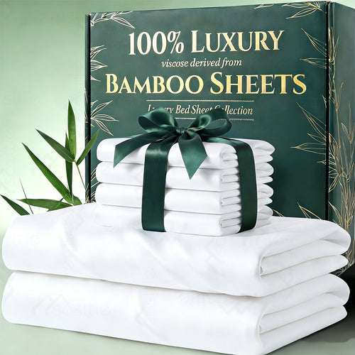 Bamboo Sheets Set 4-6pcs – 2200TC 100% Viscose Luxury Bed Sheet Set, Ultra Soft Cooling & Breathable, Hotel-Quality Bedding for Hot Sleepers – King, Queen, All Sizes | ShopVora CA